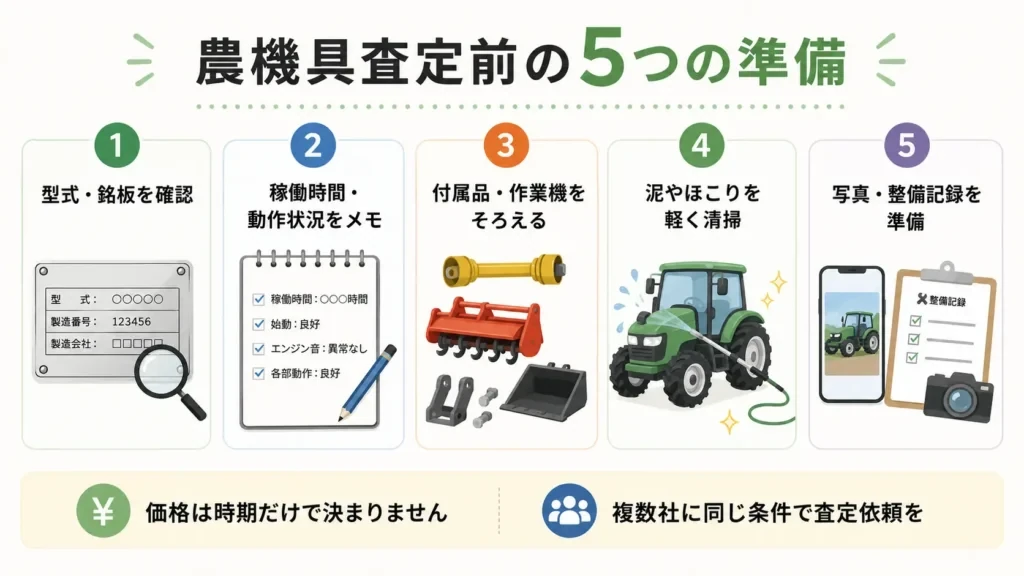 上越市で農機具を査定に出す前に確認する型式・稼働時間・付属品・清掃・整備記録