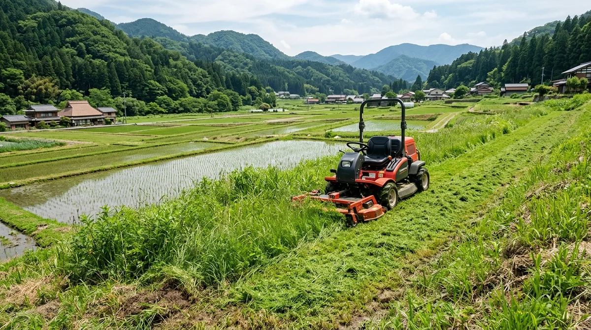 法面の草を刈る乗用モア
